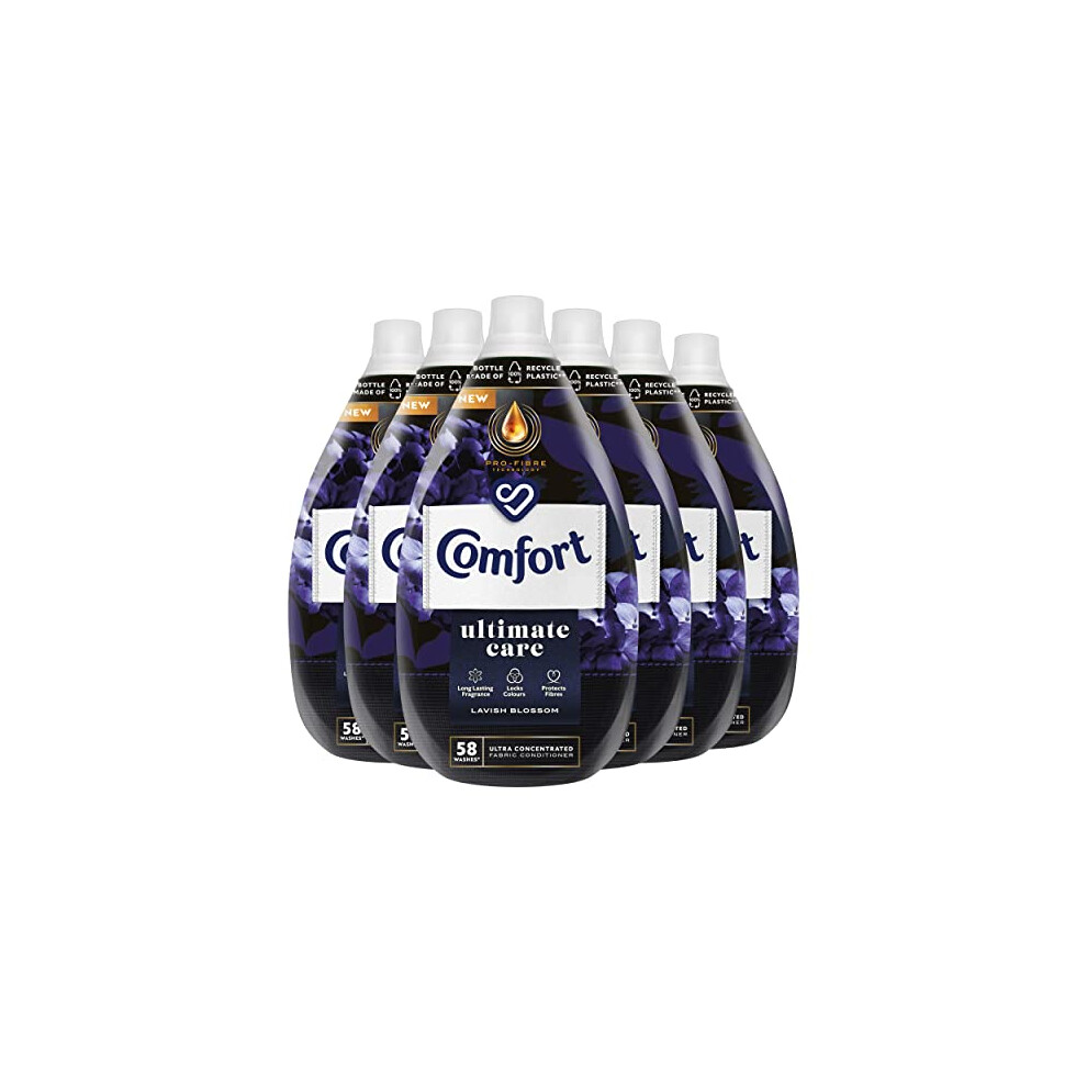 Comfort Perfume Deluxe Lavish Blossom 100% recyclable bottle* Ultra Concentrated Fabric Conditioner for fresh laundry 58 Wash 870 ml 6 pack, 348 wash