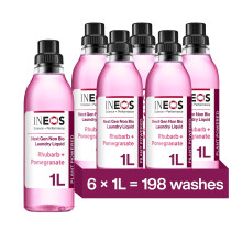 INEOS Next-Gen Non Bio Laundry Washing Liquid Detergent, 198 Washes (6 x 1L), High Performance Stain Remover For Clothes, Plant Powered, For Sensitive
