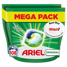 Ariel All-in-1 PODS Washing Liquid Laundry Detergent Tablets / Capsules, 108 Washes (54 x 2), Original, Brilliant Cleaning Even In A Cold Wash
