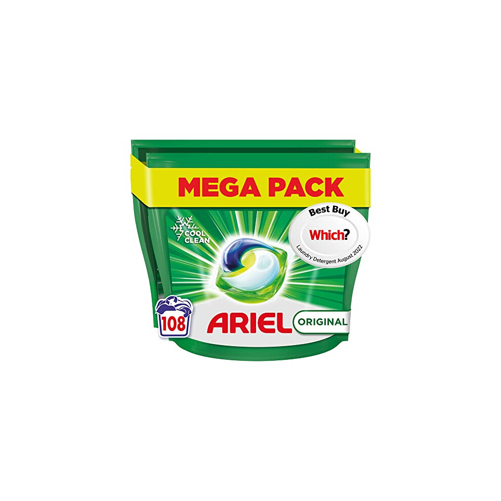 Ariel All-in-1 PODS Washing Liquid Laundry Detergent Tablets / Capsules, 108 Washes (54 x 2), Original, Brilliant Cleaning Even In A Cold Wash