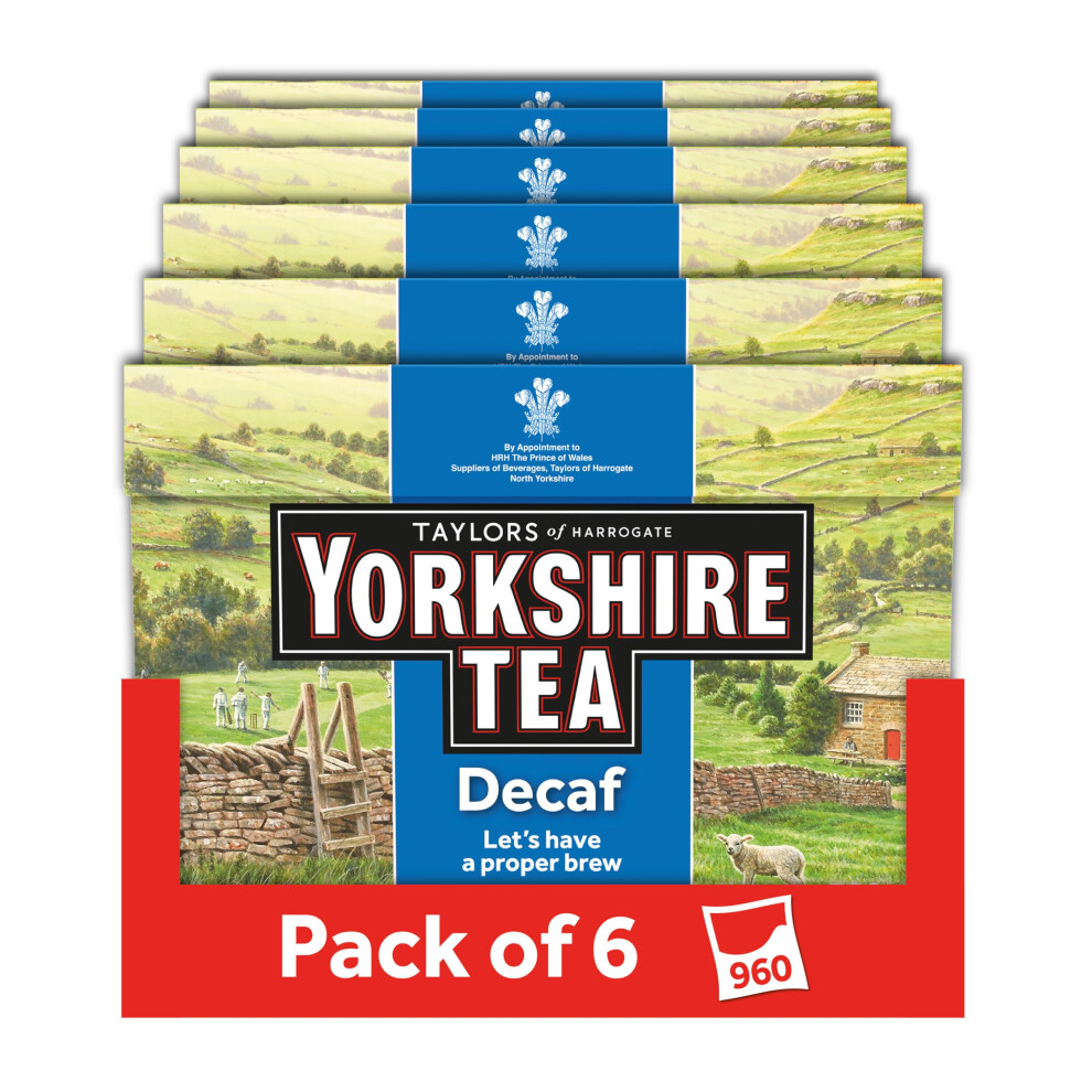 Yorkshire Tea Decaf 160 Tea Bags (Pack of 6, total of 960 bags)