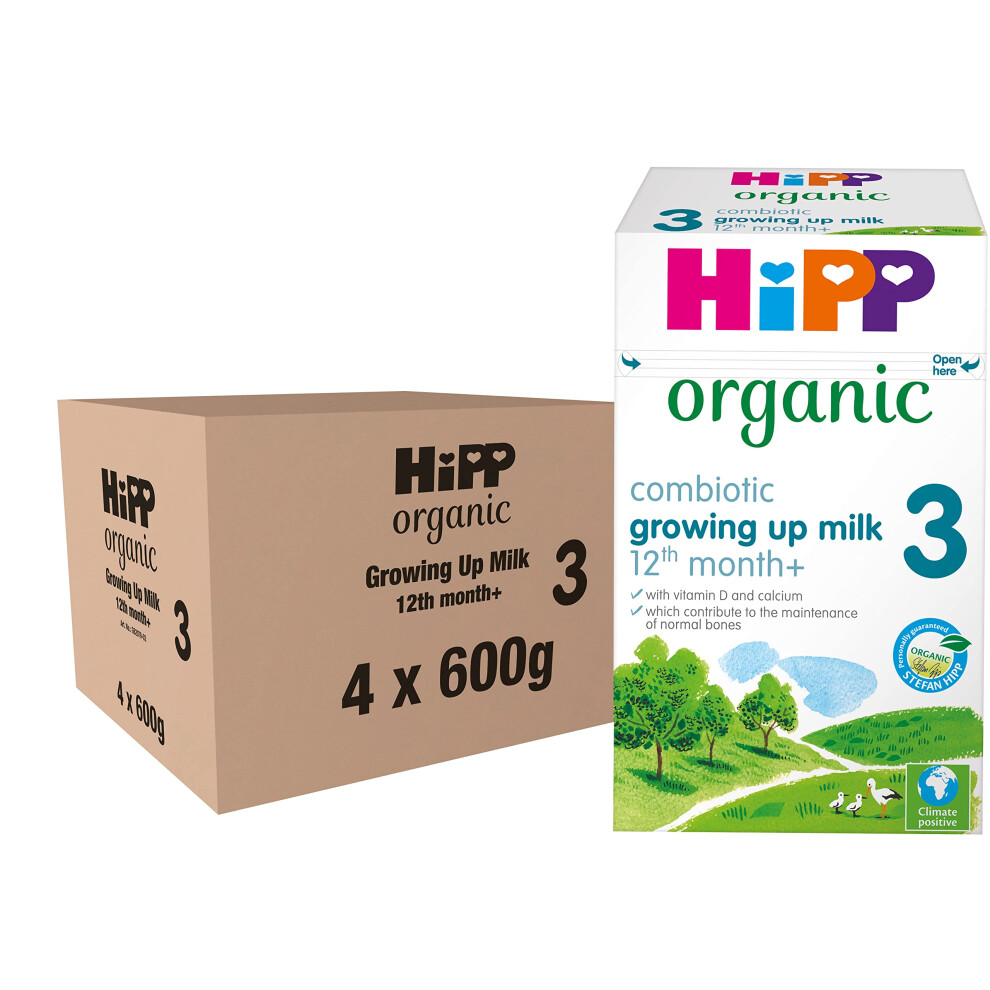 HiPP Organic 3 Growing up Baby Milk Powder Formula, From 12 Months, 600g (Pack of 4)