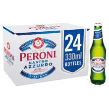Peroni Nastro Azzurro Italian Lager, 24 x 330ml, 5% ABV, Brewed in Italy, Premium Lager