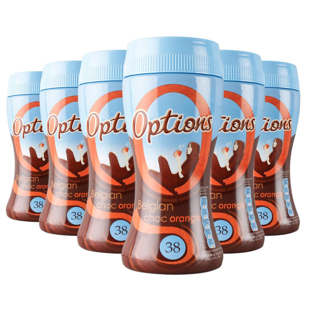 Options Orange Hot Chocolate Drink (Multipack of 6 x 220g Jars)