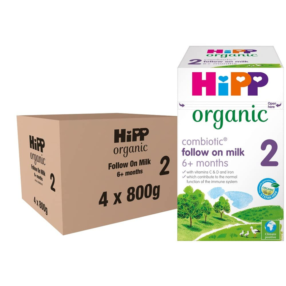 HiPP Organic 2 Follow on Baby Milk Powder Formula, From 6 Months, 800g (Pack of 4)