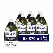 Comfort Ultimate Care Coco Fantasy Ultra-Concentrated Fabric Conditioner bottle made of 100% recycled plastic* for complete clothes protection 6x 870