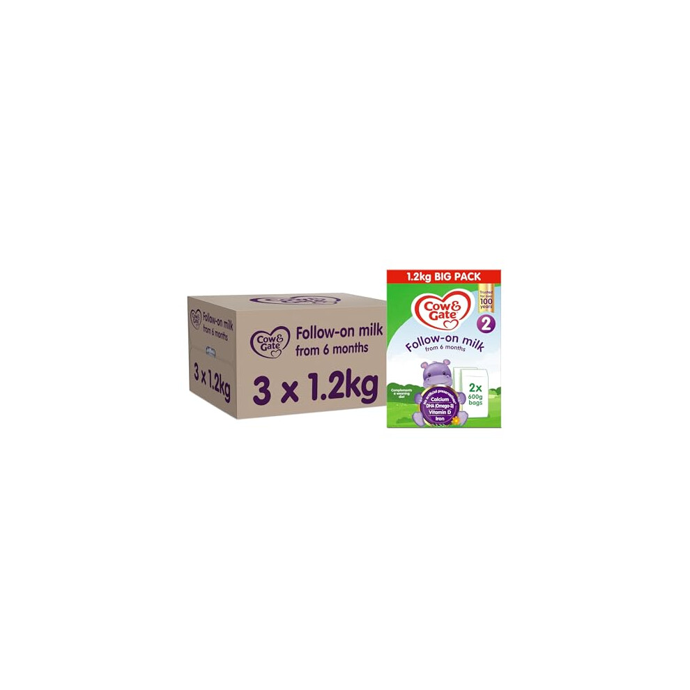 Cow & Gate 2 Follow On Baby Milk Powder Formula, 6-12 Months, 1.2K (Pack of 3)