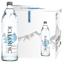 Icelandic Glacial Premium Sparkling Water 750ml Glass Bottles x 12 Per Pack ? Alkaline/Low PH, Recycled Packaging, BPA Free, Carbon Neutral from