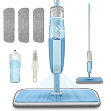 Microfibre Floor Mop Spray Mop for Cleaning Floors, MEXERRIS Dust Wet Dry Mop with Spray for Hardwood Laminate Tiles Floors, Flat Floor Mop with 3x