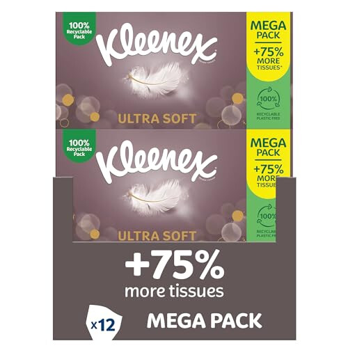 Kleenex Kleenex Ultra Soft Tissues Mega Pack, 112 Sheets per box ? Beautifully Soft And Silky Tissues - 12 boxes per case