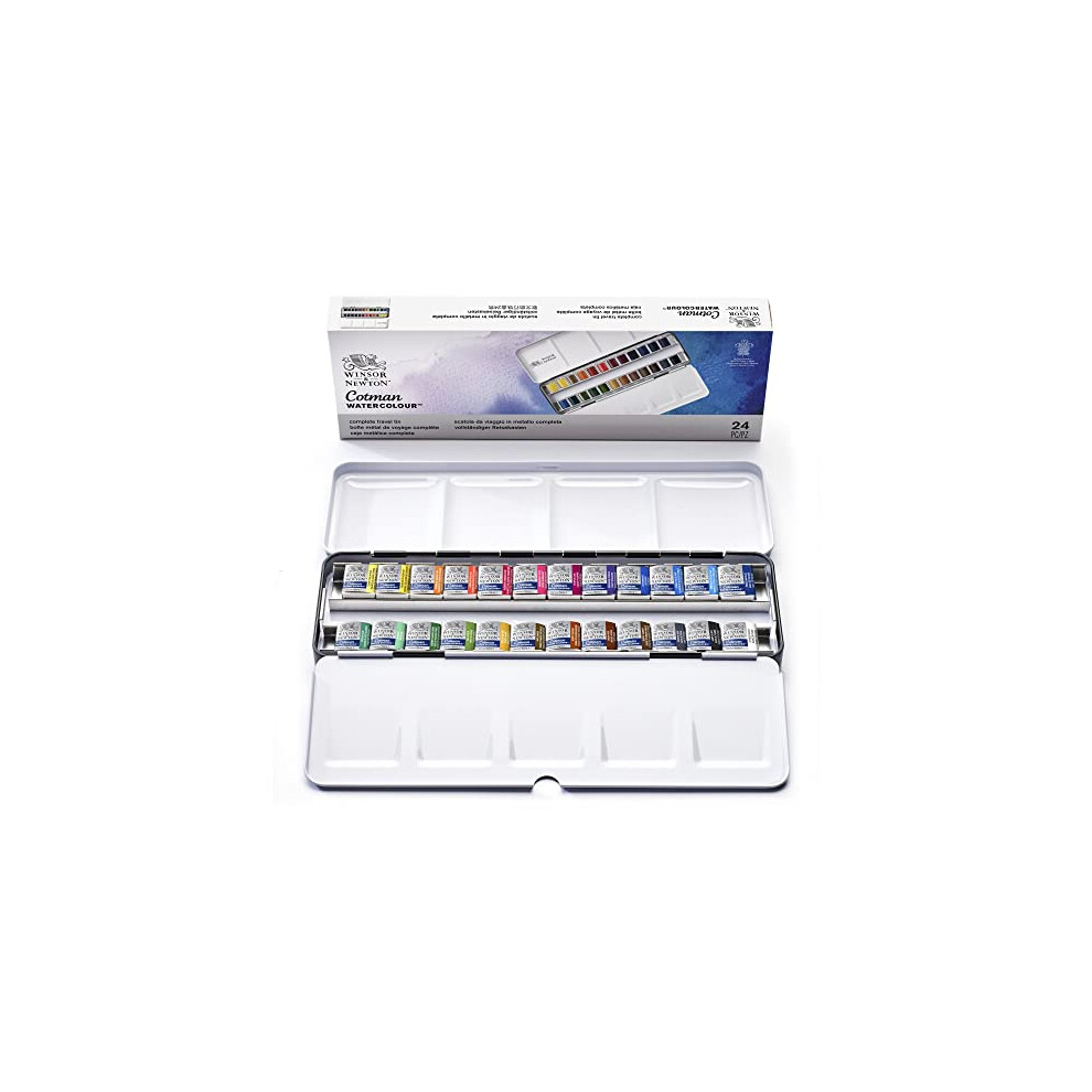 Winsor & Newton, Cotman Watercolour, 'Complete Travel Tin' , 24 x Half Pans