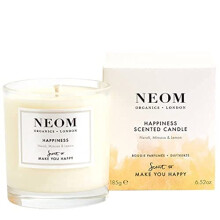 NEOM- Happiness Scented Candle, 1 Wick | Essential Oil Aromatherapy Candle | Neroli, Mimosa & Lemon | Scent to Make You Happy