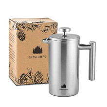Groenenberg French Press Coffee Maker 0,6 Litre | 3 Cup Stainless Steel Coffee Press | Double-Walled Cafeti?re & incl. Extra Filter | Portable | for