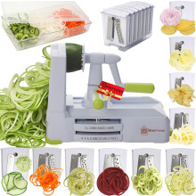 Brieftons 10-Blade Vegetable Spiralizer: Strongest-Heaviest Spiral Slicer, Best Veggie Pasta Spaghetti Maker for Low Carb, Paleo, Gluten Free Meals,