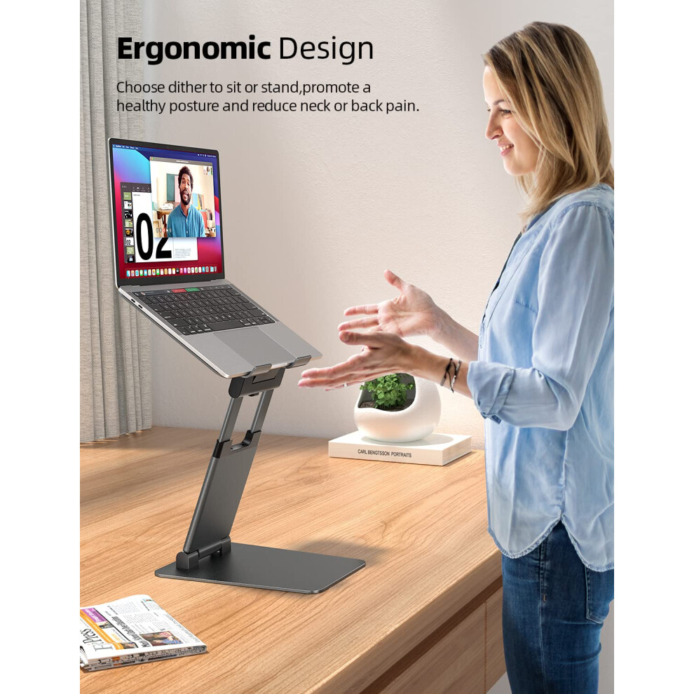 NULAXY Laptop Stand for Desk Adjustable Laptop Riser Ergonomic Laptop Holder Adjustable Height from 1.2 to 20
