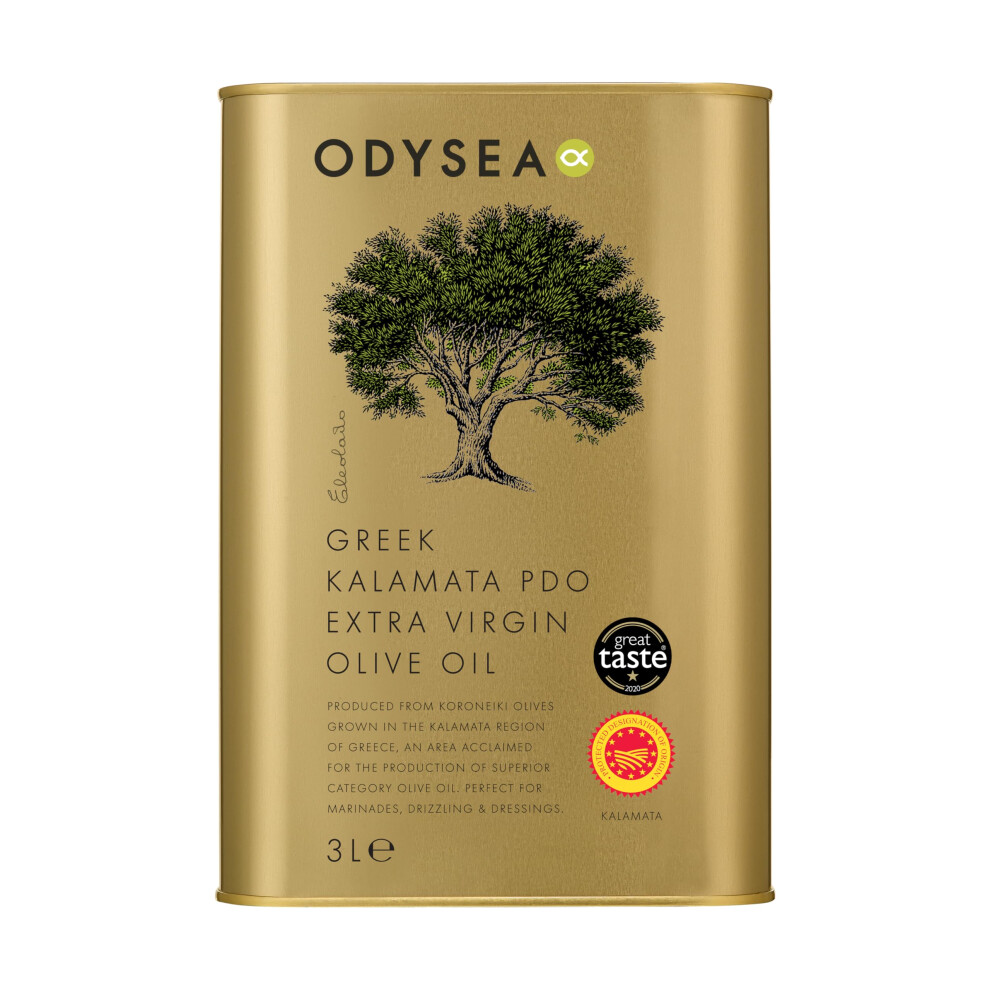 Odysea Greek Pdo Kalamata Extra Virgin Olive Oil Tin, 3 Litre