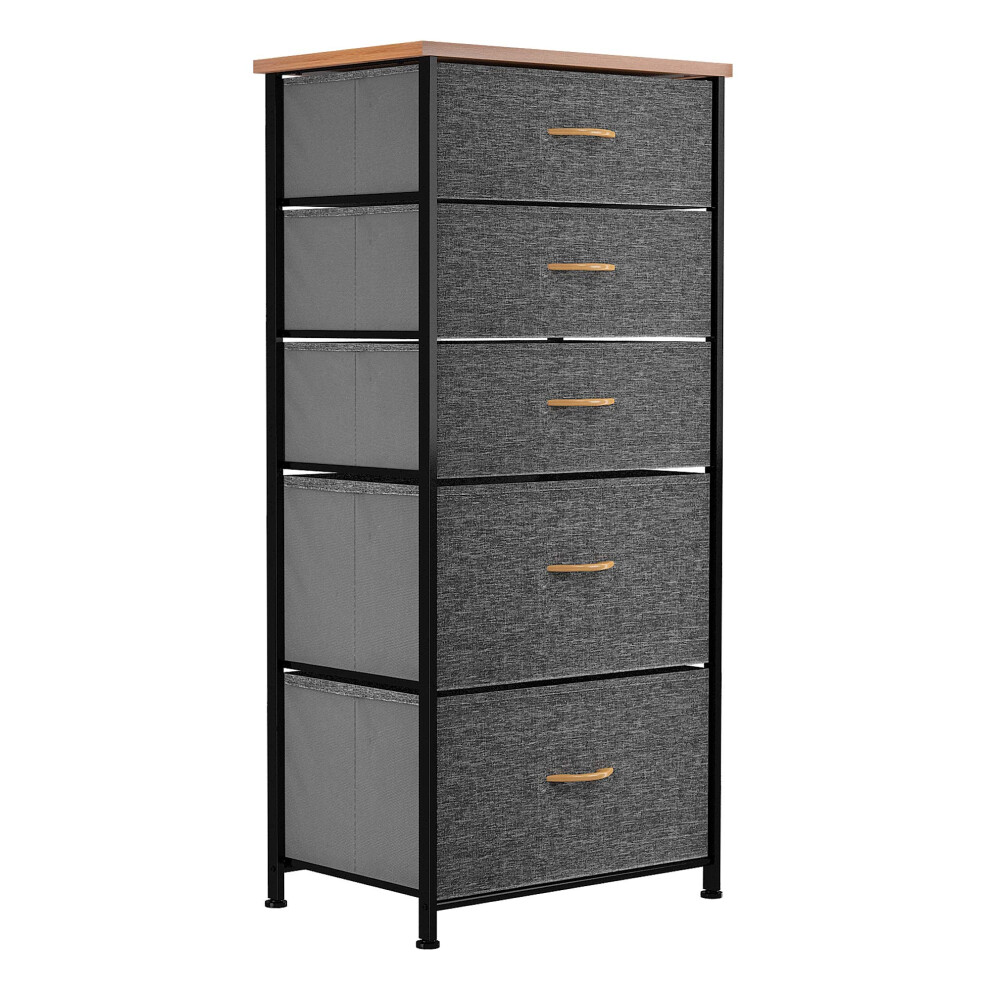 YITAHOME Chest of Drawers, 5-Drawer Storage Organizer Unit for Bedroom Living Room Closet, Sturdy Steel Frame, Easy Pull Fabric Bins & Wooden Top,