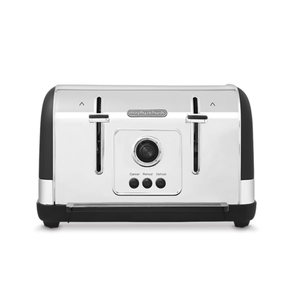 Morphy Richards Venture Black 4 Slice Toaster - Defrost Setting - High Lift Feature - 240131