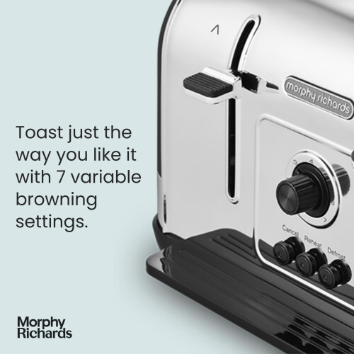Morphy Richards Morphy Richards Venture Black 4 Slice Toaster - Defrost Setting - High Lift Feature - 240131 1
