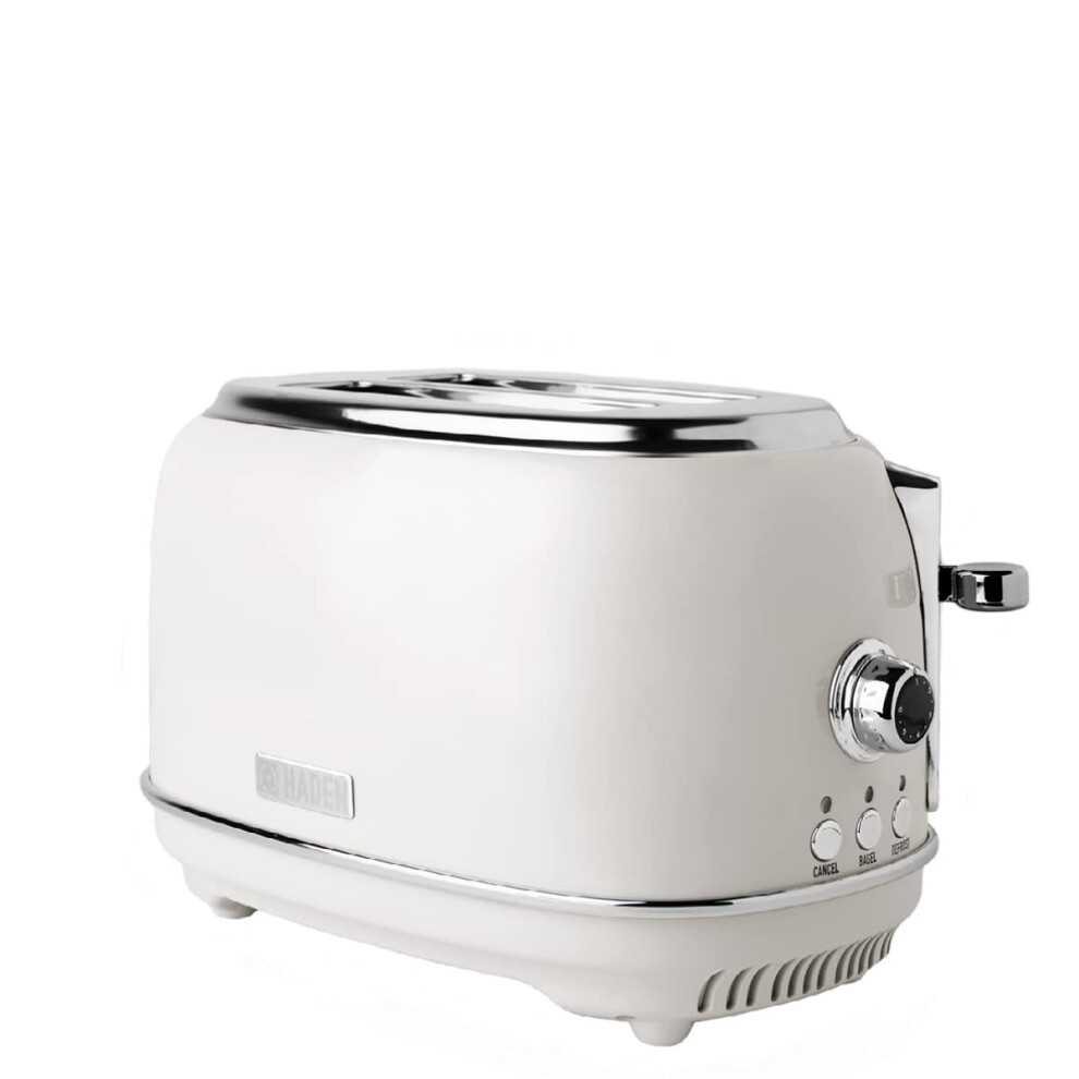 Haden Heritage White Toaster 2 Slice - Variable Browning Control - Electric Stainless Steel Toaster - Economy Mode - Reheat, Cancel and Defrost