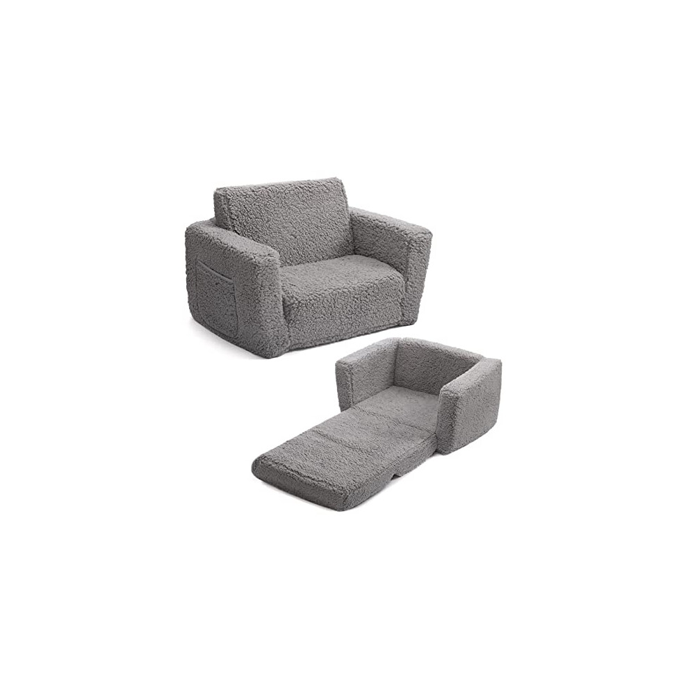 Toddler Couches That Fold Out XUFLVPSEF Kids Extra Wide Chairs For Toddler 2 -in-1 Toddler Soft Sherpa Couch Fold Out Convertible Sofa Lounger Girls Boys Clearance Sale Grey A Kids Beach Chair