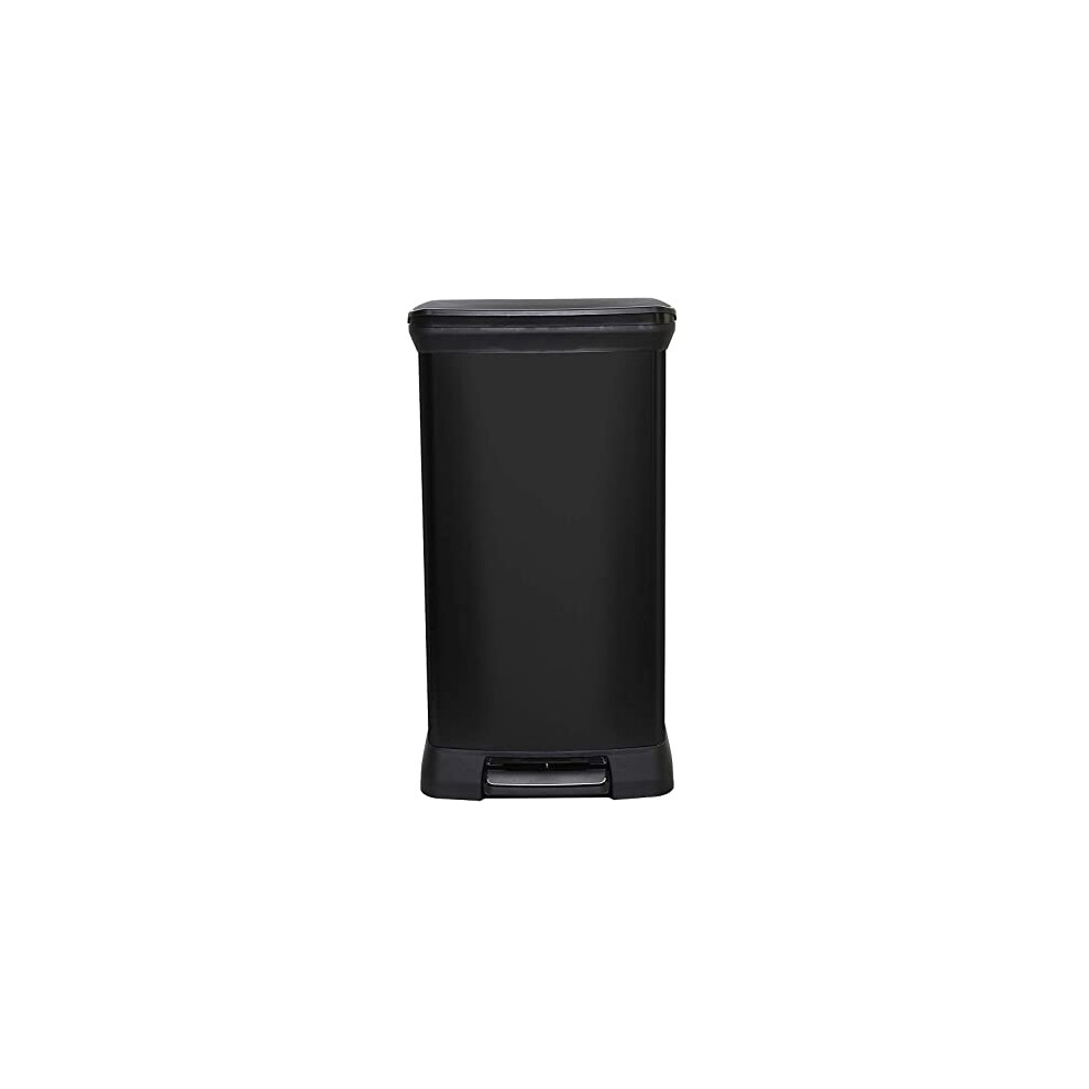 Curver Metal Effect 70% Recycled Kitchen Pedal Touch Deco Bin 50 Litres - Black