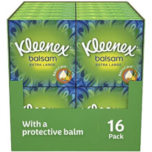 Kleenex Balsam Extra Large Tissues in 16 Compact Boxes- Balm Tissues - Protect and Soothe Your Nose When You've Got a Cold - BalmCare with Aloe Vera,