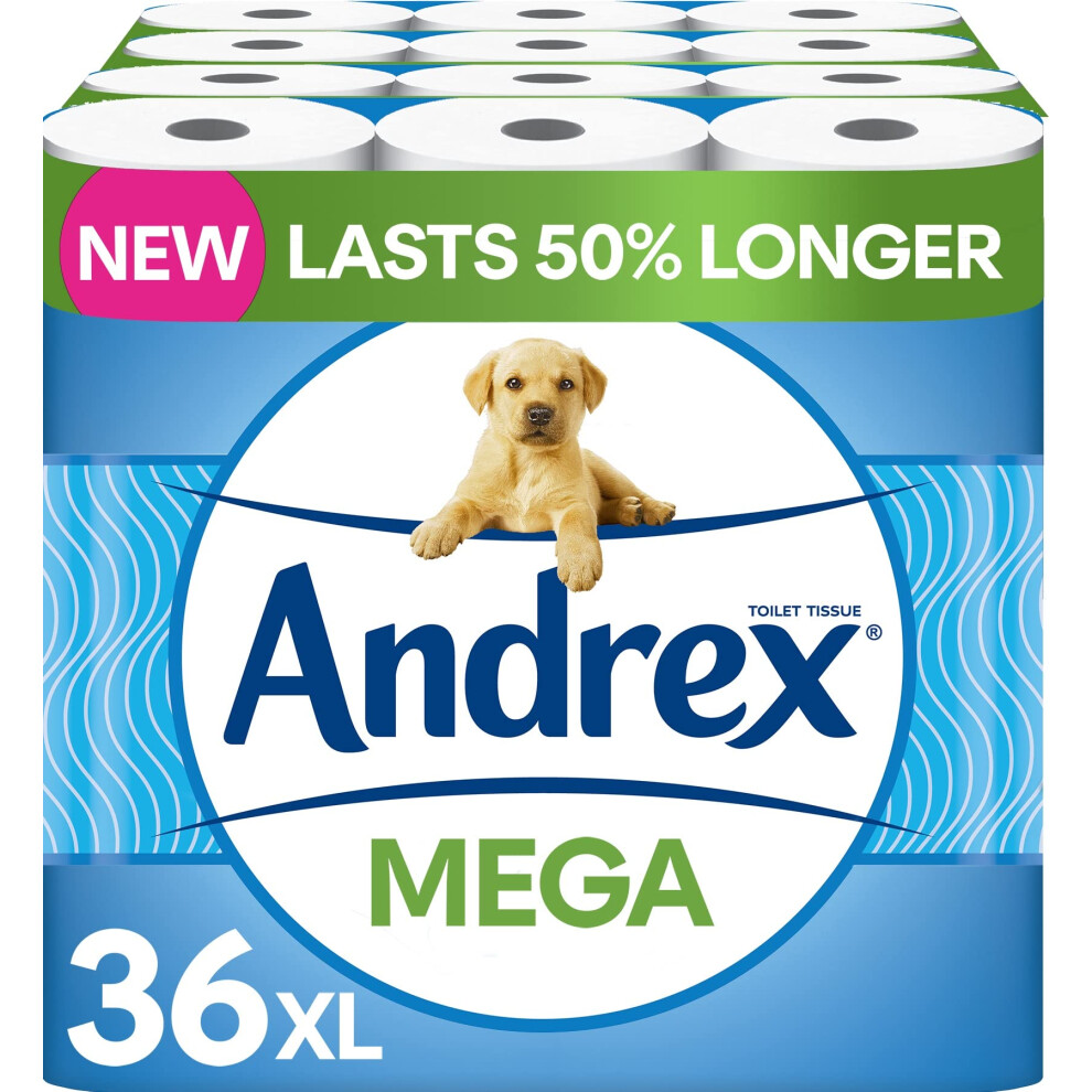 Andrex Classic Clean Mega Toilet Roll - 36 Mega XL Rolls, Packaging may vary