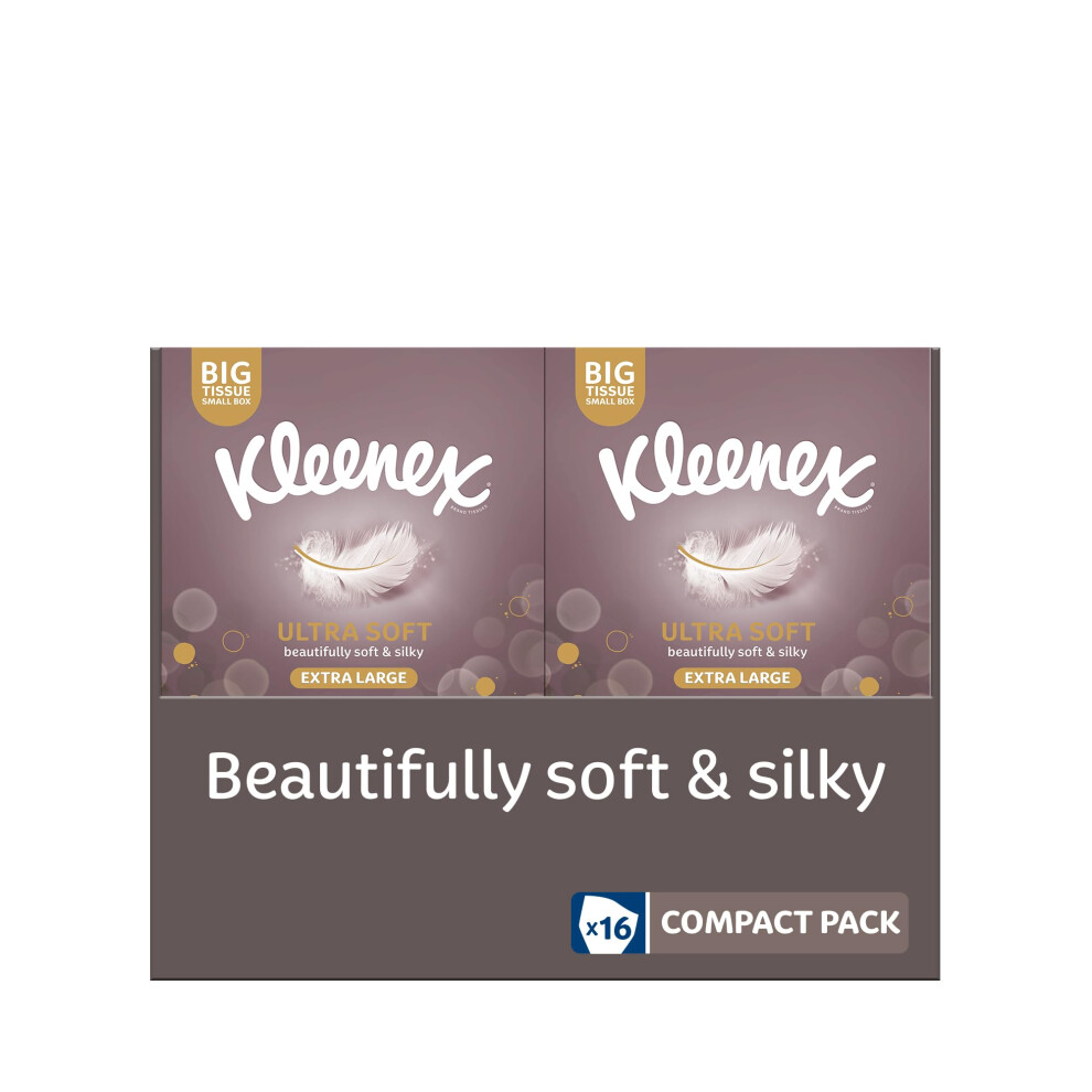 Kleenex Ultra Soft Extra large Tissue in 16 Compact Boxes - Our Softest Tissue - Supremely Soft And Silky Tissues Designed With Luxury In Mind