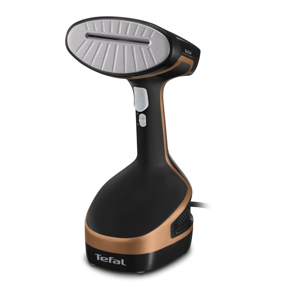 Tefal Access Steam+ Handheld Clothes Steamer, No Ironing Board Needed, 2 Steam Levels, Sanitising Steam, Black & Rose Gold, DT8103