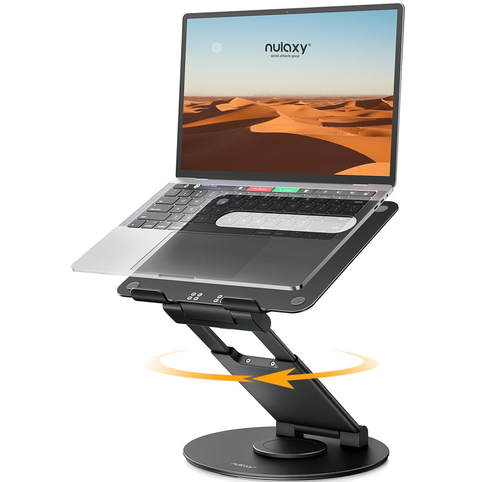 Nulaxy Swivel Laptop Stand For Desk With 360 Rotating Base, Adjustable Height Up To 20", Ergonomic Laptop Riser Holder Computer Stand Compatible With