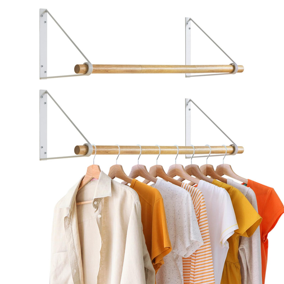 IBUYKE Wall Wardrobe Coat Rack,Wood Wall Mounted Clothes Rail,Hallway Furniture in Industrial Style, Modern Wardrobe Rail?Coat Rack for Entrance,-image-OPC-PF2NVMG-NEW