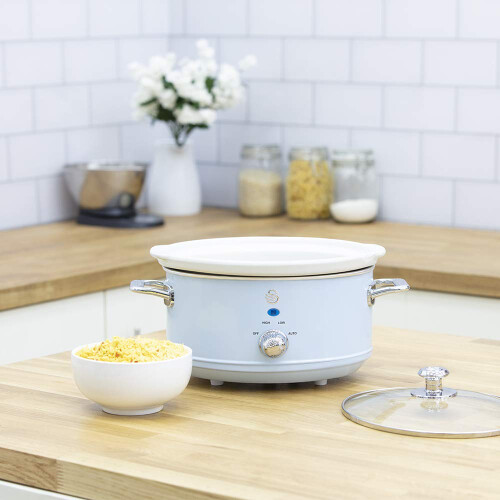 Swan Swan SF17021BLN Retro Slow Cooker with 3 Temperature Settings, Keep Warm Function, 3.5L, 200W, Retro Blue 2