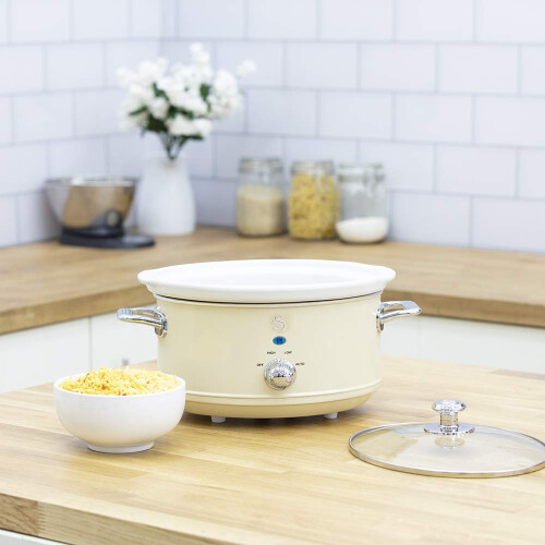Swan Swan SF17021CN Retro Slow Cooker with 3 Temperature Settings, Keep Warm Function, 3.5L, 200W, Retro Cream 2