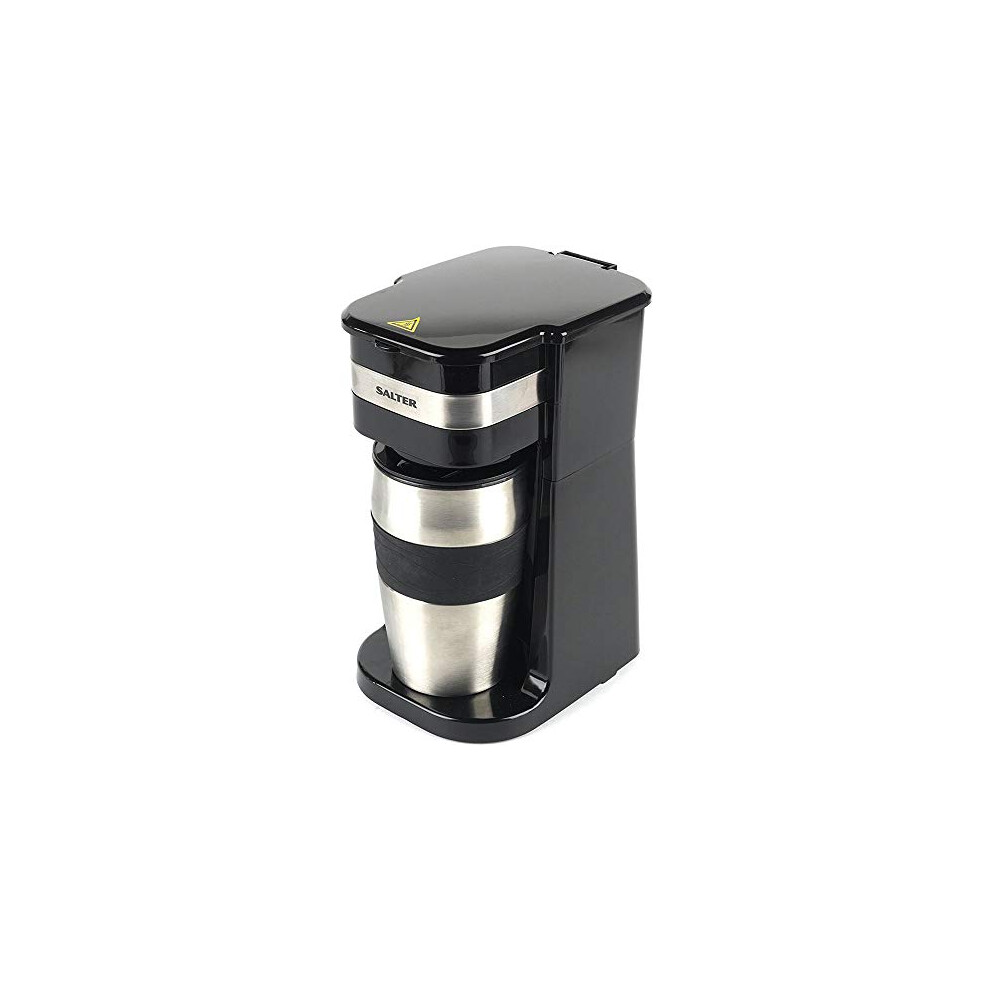 Salter EK2408 Coffee Maker ? Personal Coffee Filter, Mini Coffee Machine with Reusable Filter, Includes 420 ml Stainless Steel Travel Cup, Single