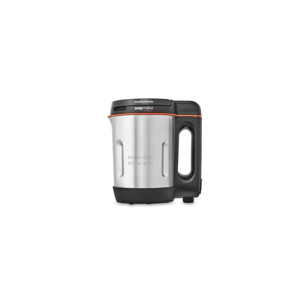 Morphy Richards Compact Soup Maker, Blend & Cook Smooth & Chunky Soup, Smoothies, Black & Stainless Steel, 1 Litre, 900 W, 501021