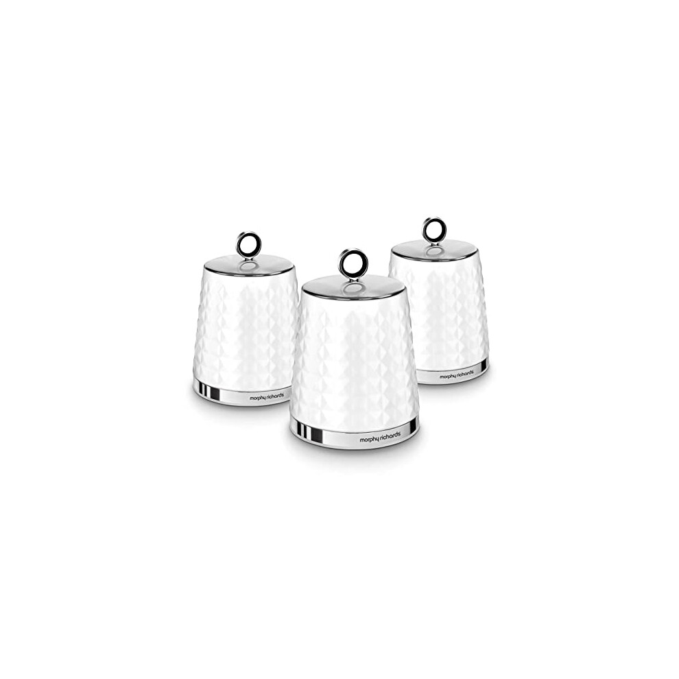 Morphy Richards 978054 Dimensions Set of 3 Round Kitchen Storage Canisters, White, One size