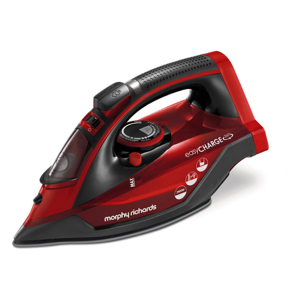 Morphy Richards EasyCHARGE Cordless Iron, 130g Steam Boost, 30g Steam Output, 350ml Water Tank, Anti Drip, Anti Scale, Auto Shut-off, 2.5m Cord,