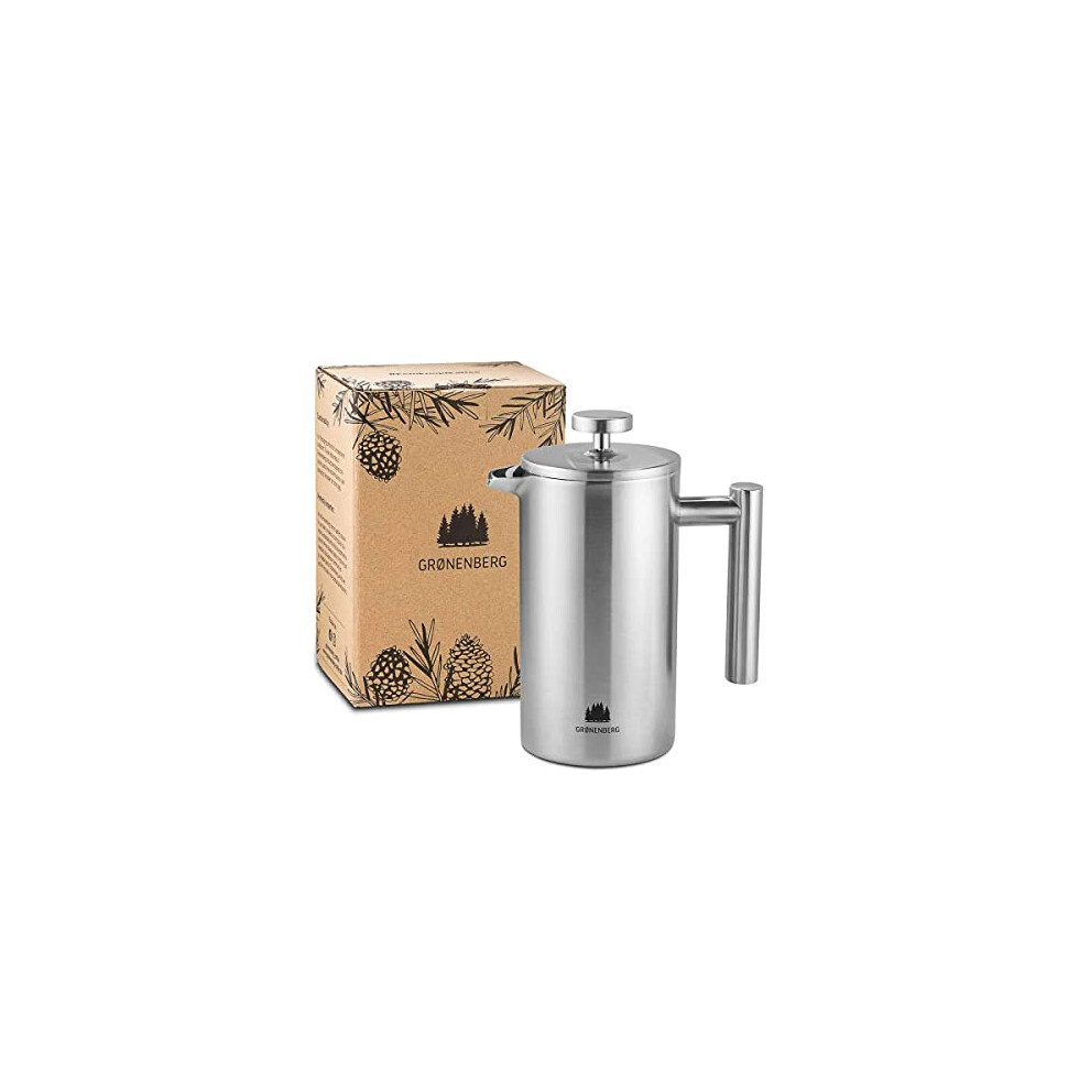 Groenenberg French Press Coffee Maker 0,35 Litre | 2 Cup Stainless Steel Coffee Press | Double-Walled Cafeti?re & incl. Extra Filter | Portable | for