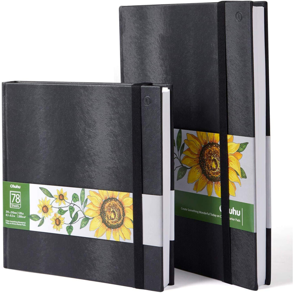 Ohuhu 2 Pack Sketchbook Hardcover, Alcohol Marker Paper, 200Gsm Heavy Smooth Drawing Papers, Art Sketchbook Specially Designed For Alcohol Markers,
