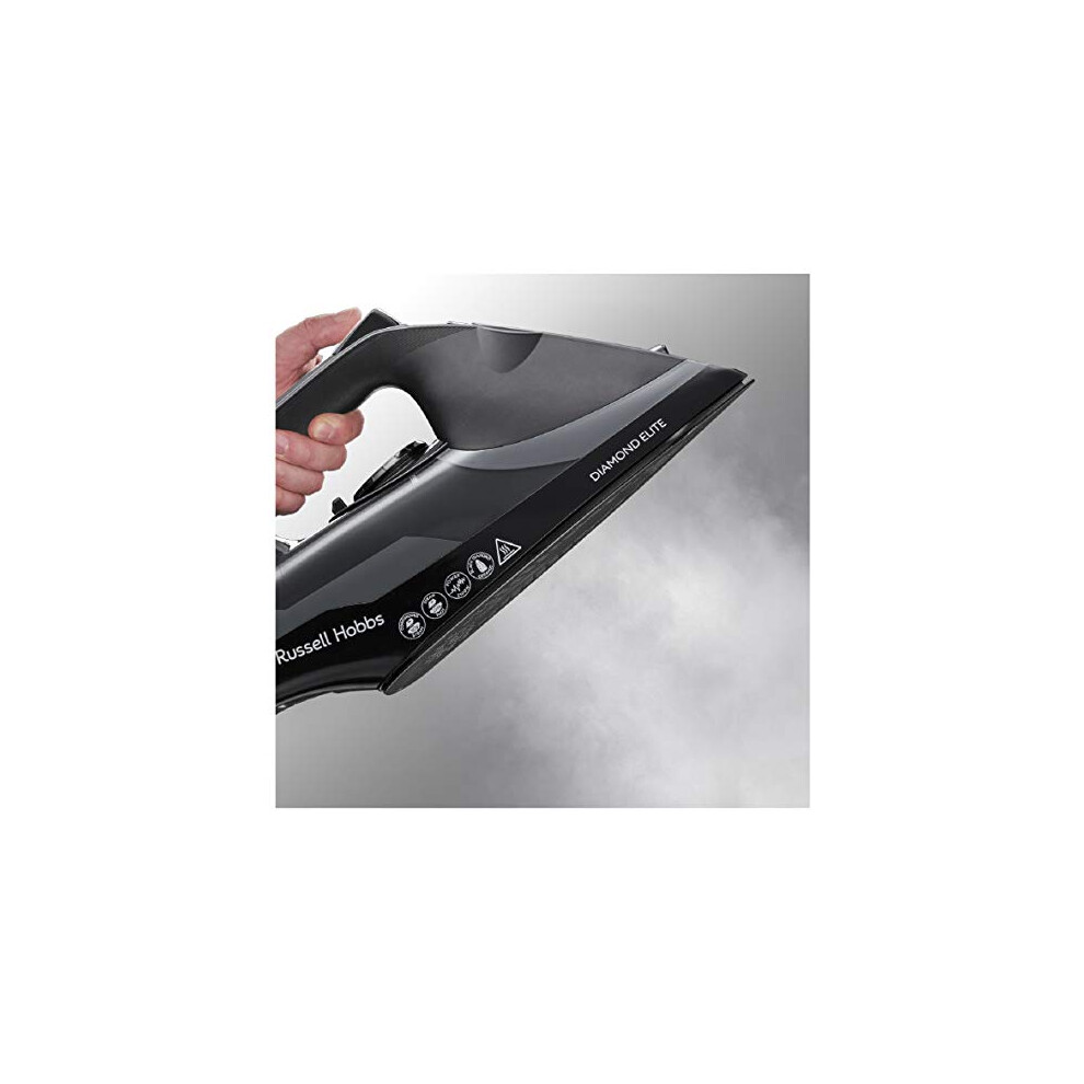 russell-hobbs-diamond-elite-steam-iron--black-diamond-soleplate--220g-steam-shot--50g-continuous-steam--350ml-water-tank--anti-calc---anti-drip