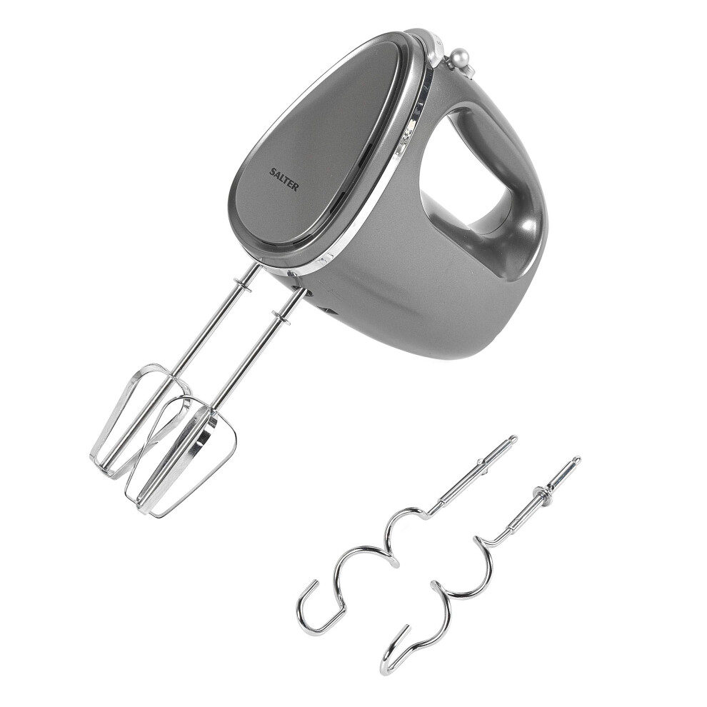 Salter EK4249GUNMETAL Cosmos Hand Mixer ? Electric Baking Whisk, 5 Speed With Turbo Setting, Eject Function, Easy Cleaning, Includes 2 x Stainless