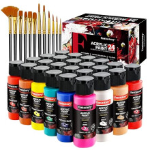 fantastory Acrylic Paint Set 24 Colors (2 oz / 60ml Each), Non Toxic, Non Fading, Waterproof, Acrylic Paint Kit for Artwork & DIY Projects on Canvas,