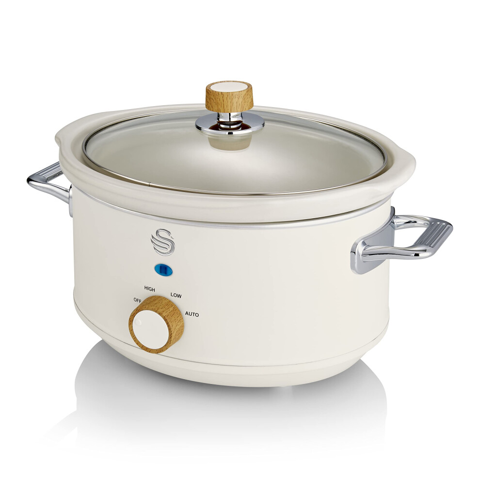 Swan SF17021WHTN Nordic Slow Cooker with 3 Temperature Settings, Keep Warm Function, 3.5L, 200W, White