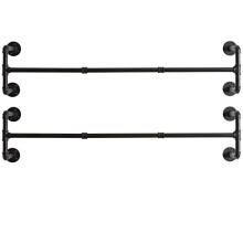 IBUYKE Wall Mounted Clothes Rail Set of 2, 127cm Industrial Pipe Clothes Bar Rack, Heavy Duty Retro Wall Tidy Rail, Pipe Display Rails for Home Shops,