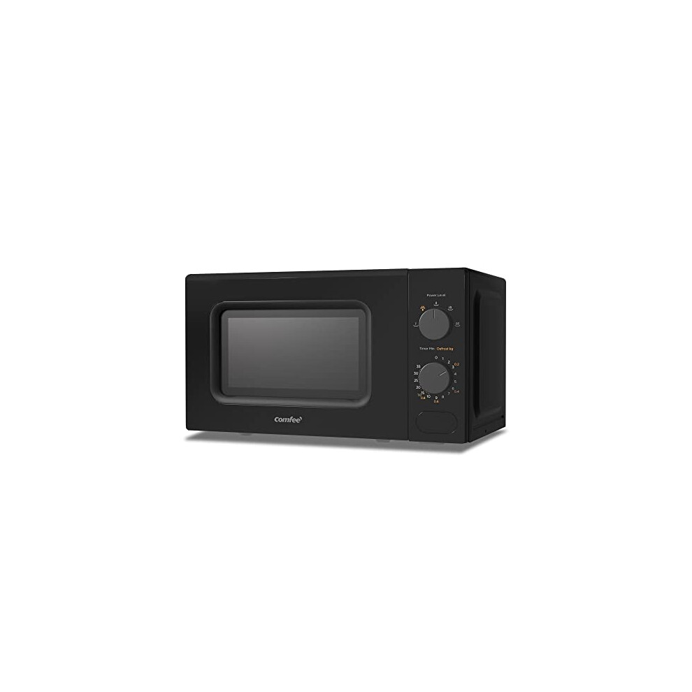 COMFEE' 700W 20L Black Microwave Oven With 5 Cooking Power Levels, Quick Defrost Function, And Kitchen Manual Timer - Compact Design CM-M202CC(BK)