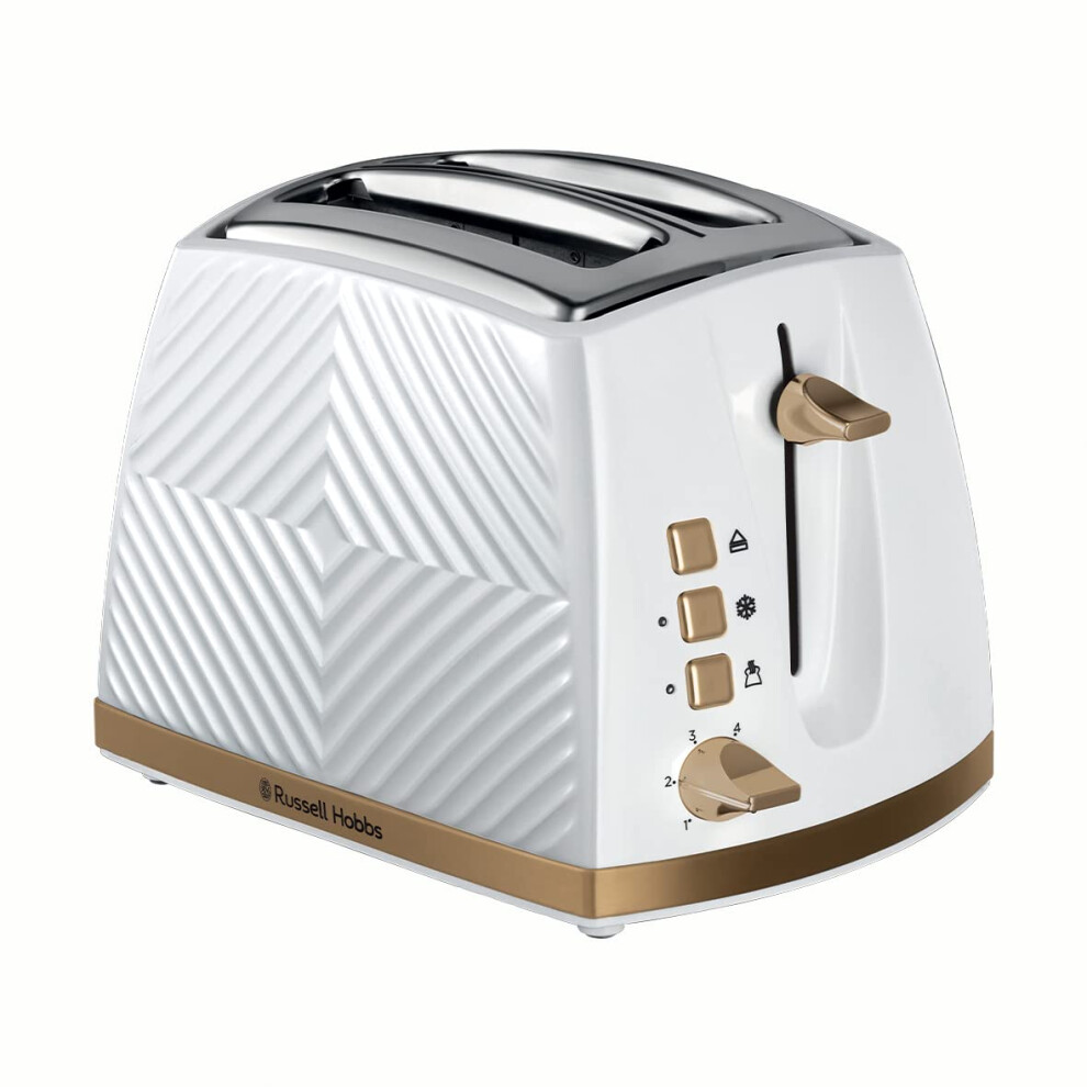 Russell Hobbs Groove 2 Slice Toaster (High Lift, Extra Wide Slots, 6 Browning levels, Frozen/Cancel/Reheat function - Illuminated buttons, Removable