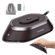 Newbealer Travel Iron - Mini Iron with Dual Voltage-220V/120V for Clothes, Portable Iron with Small Pouch for Global Travel, Quilting & Sewing, Brown