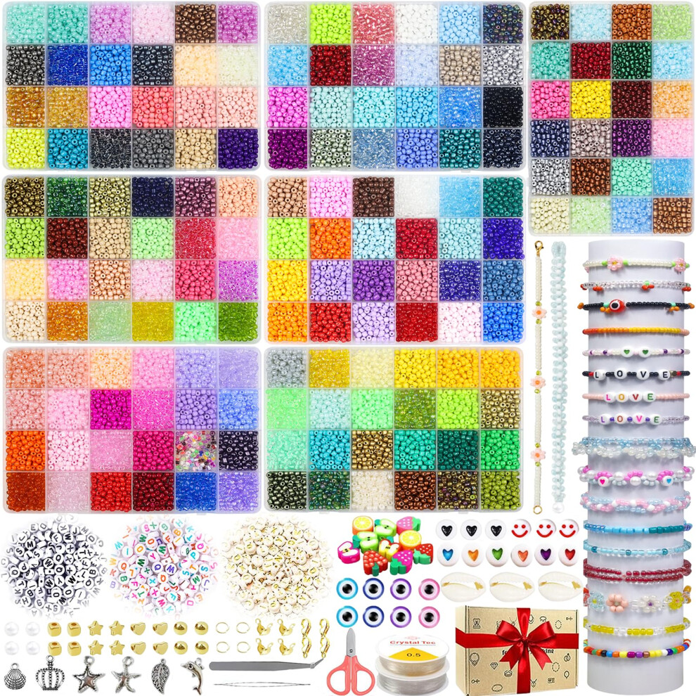 27000pcs 4mm Glass Seed Beads for Jewelry Making, 168 Colors Small Craft Beads for DIY Bracelets Necklaces Making, Beads for Bracelet Making Kit with