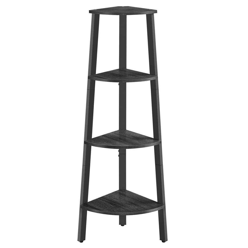 VASAGLE Corner Shelf Unit, 4-Tier Corner Shelf, Ladder Shelf for Living Room, Bookshelf or Plant Stand, Industrial Accent Furniture, Charcoal Gray and